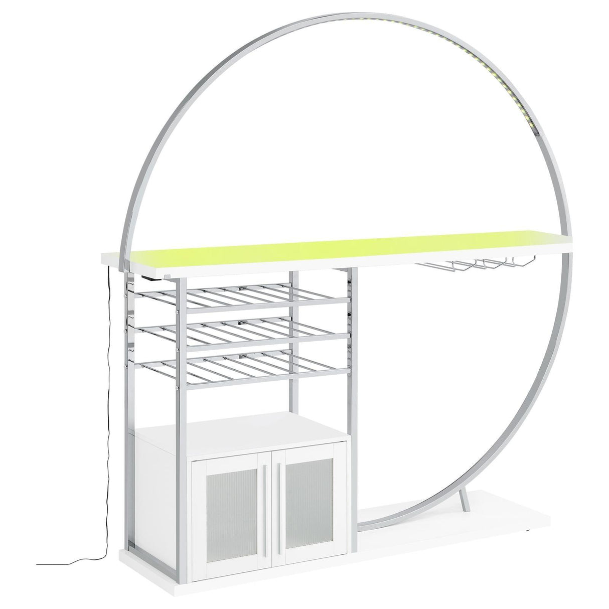 Risley White High Gloss 2-door Circular LED Home Bar with Wine Storage by Coaster at Eve Furniture