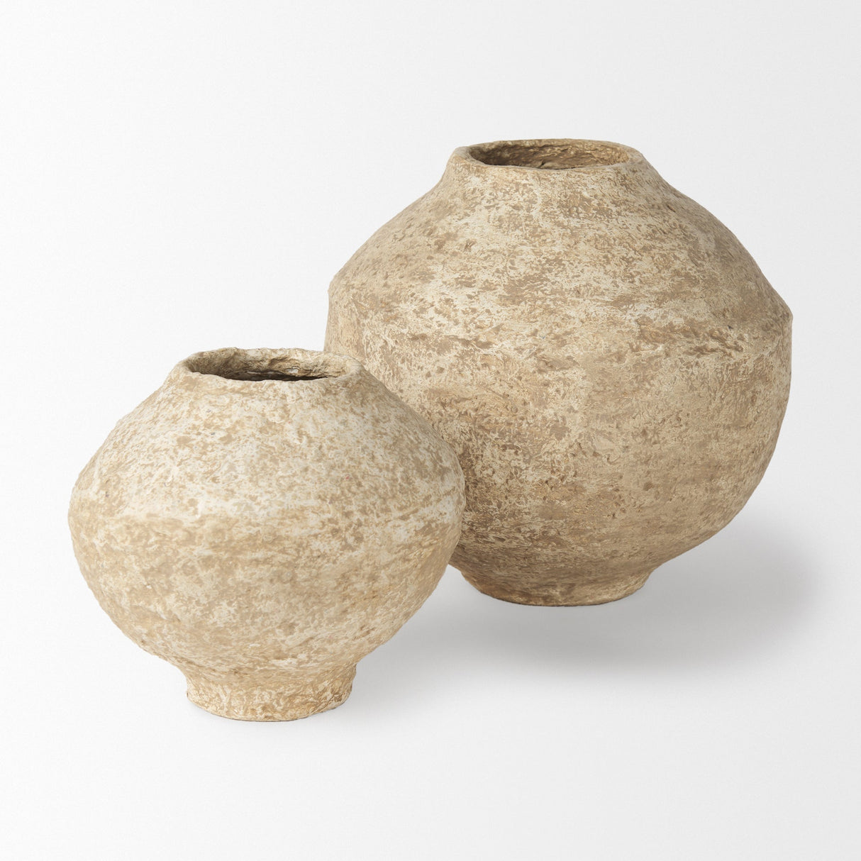 Ritu Large Beige Paper Mache Pot Vase by Mercana at Eve Furniture