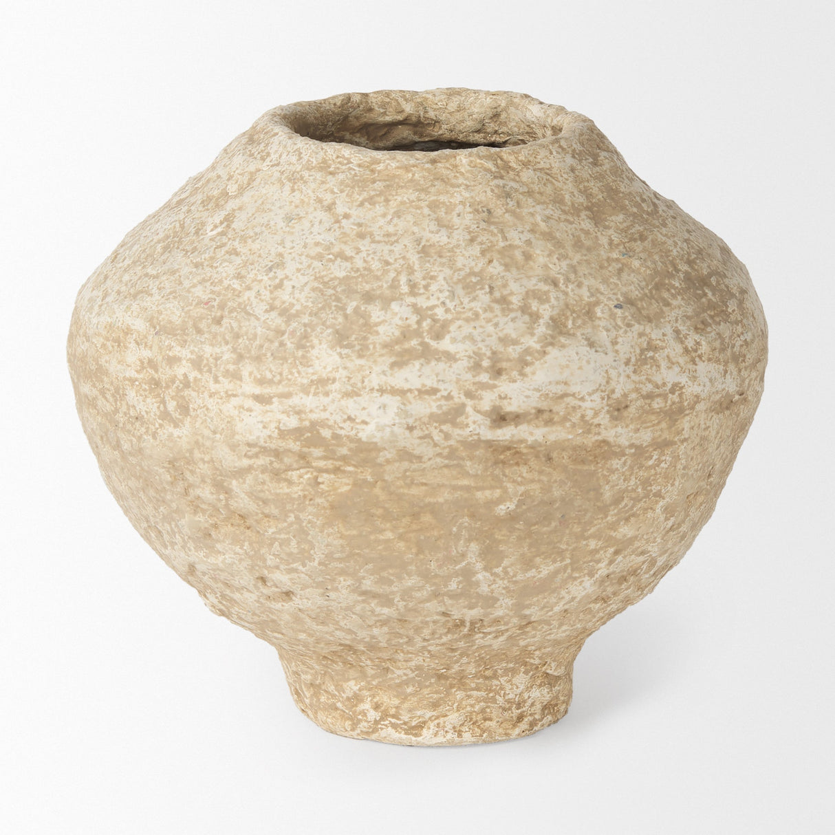 Ritu Small Beige Paper Mache Pot Vase by Mercana at Eve Furniture