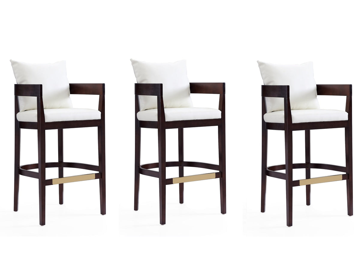 Ritz Barstool in Ivory and Dark Walnut (set of 3) by Manhattan Comfort at Eve Furniture