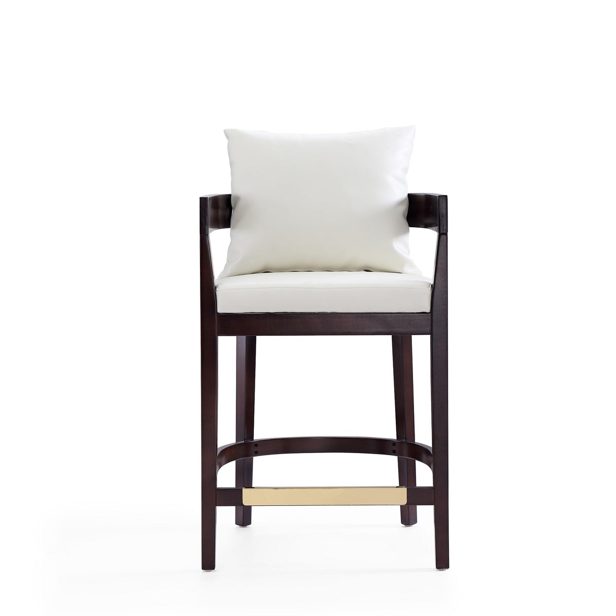 Ritz Counter Stool in Ivory and Dark Walnut by Manhattan Comfort at Eve Furniture