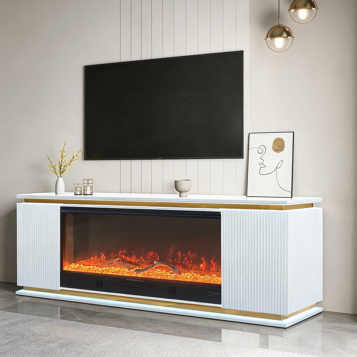 Riva White Fireplace by New Era Innovations at Eve Furniture