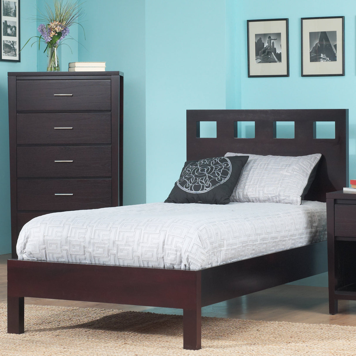 Riva Wood California King Platform Bed in Espresso by Modus Furniture at Eve Furniture