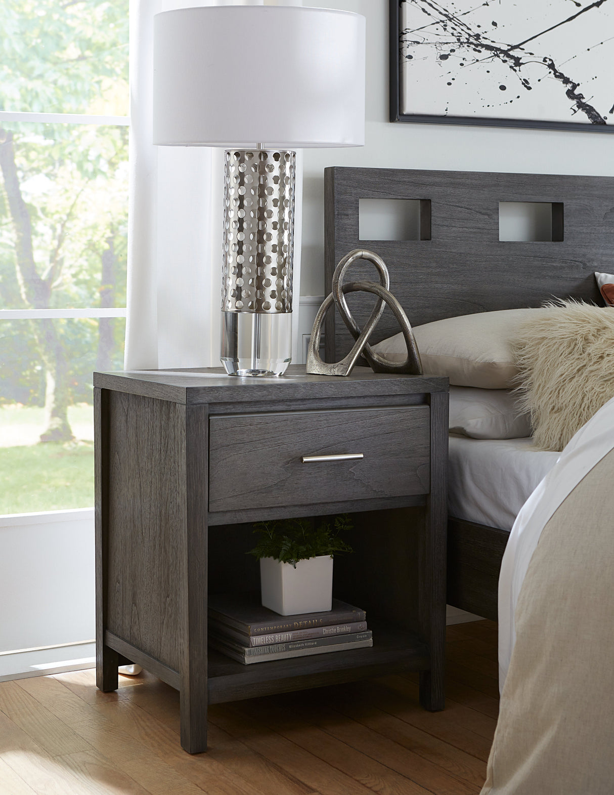 Riva Wood Eastern King Bed in Sharkskin by Modus Furniture at Eve Furniture