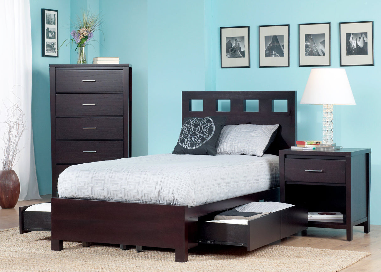 Riva Wood Full Storage Bed in Espresso by Modus Furniture at Eve Furniture