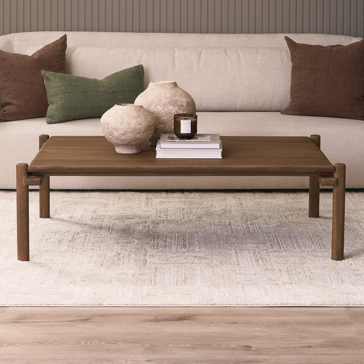 Riven Oak Wood Rectangular Coffee Table by Mercana at Eve Furniture