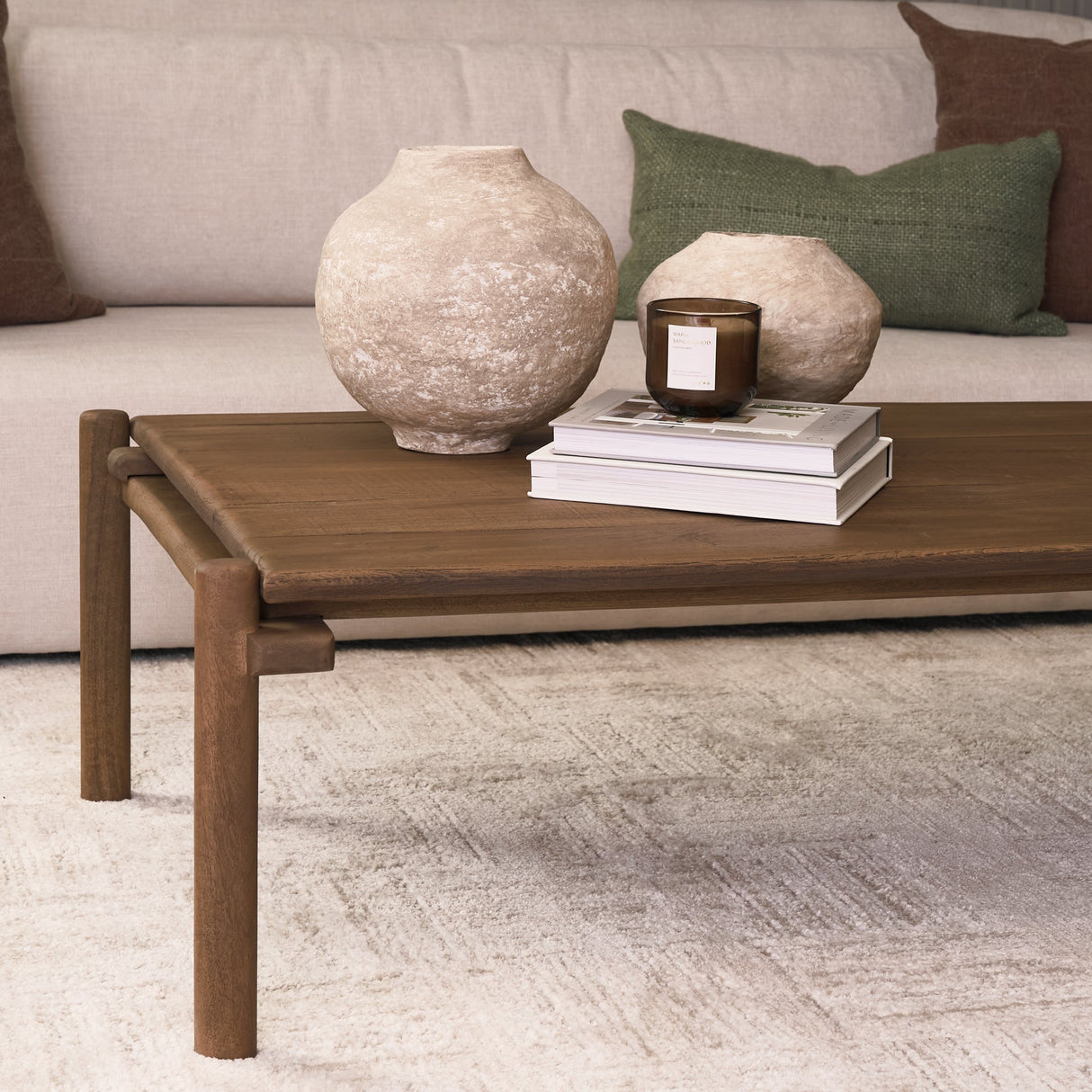 Riven Oak Wood Rectangular Coffee Table by Mercana at Eve Furniture
