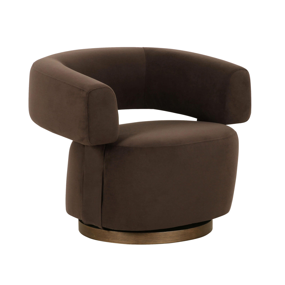 River Chocolate Brown Performance Velvet Swivel Accent Chair by TOV Furniture at Eve Furniture