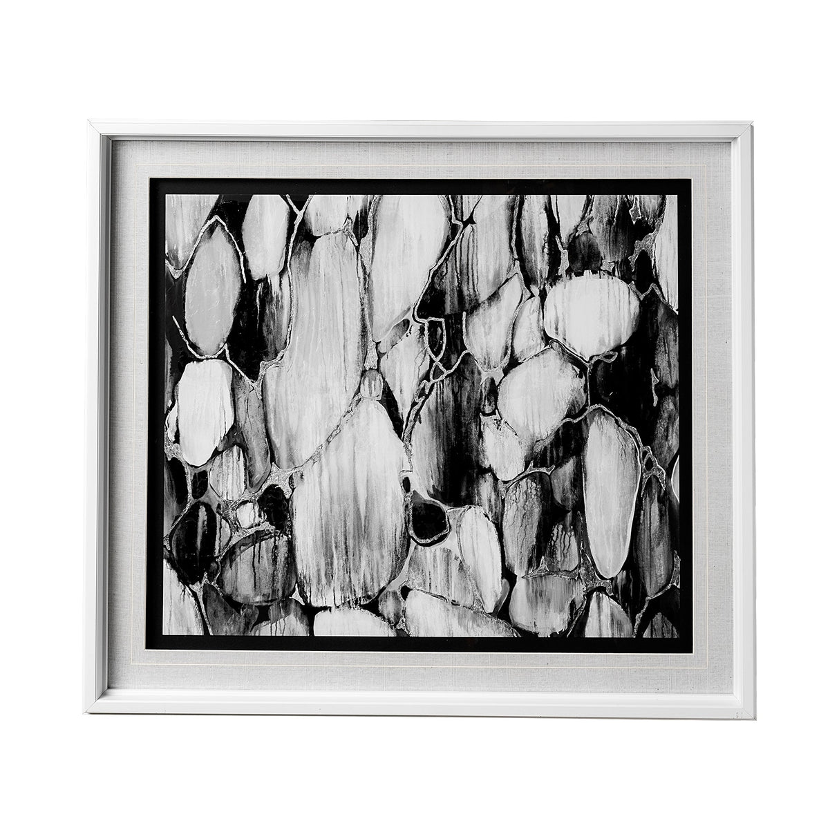 River Rocks by Liz Jardine a Hand Embellished Textured Framed Art Print Matted under Glass by Mercana at Eve Furniture