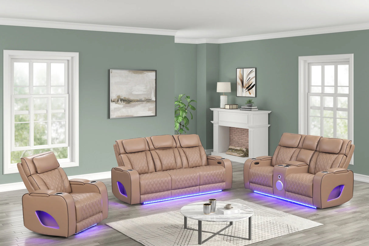 Rivera Saddle Leather 3-Piece Power Reclining Living Room Set by Happy Homes at Eve Furniture