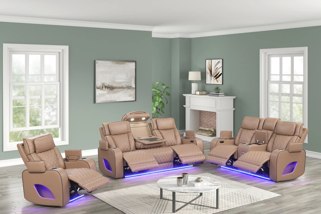 Rivera Saddle Leather 3-Piece Power Reclining Living Room Set by Happy Homes at Eve Furniture