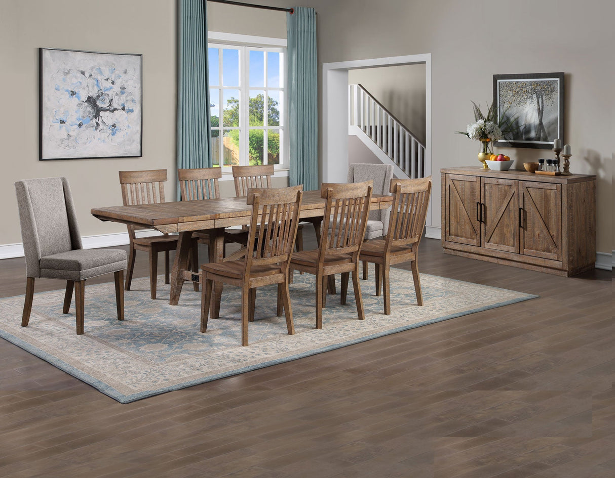 Riverdale Beige/Driftwood Trestle Dining Room Set by Steve Silver at Eve Furniture