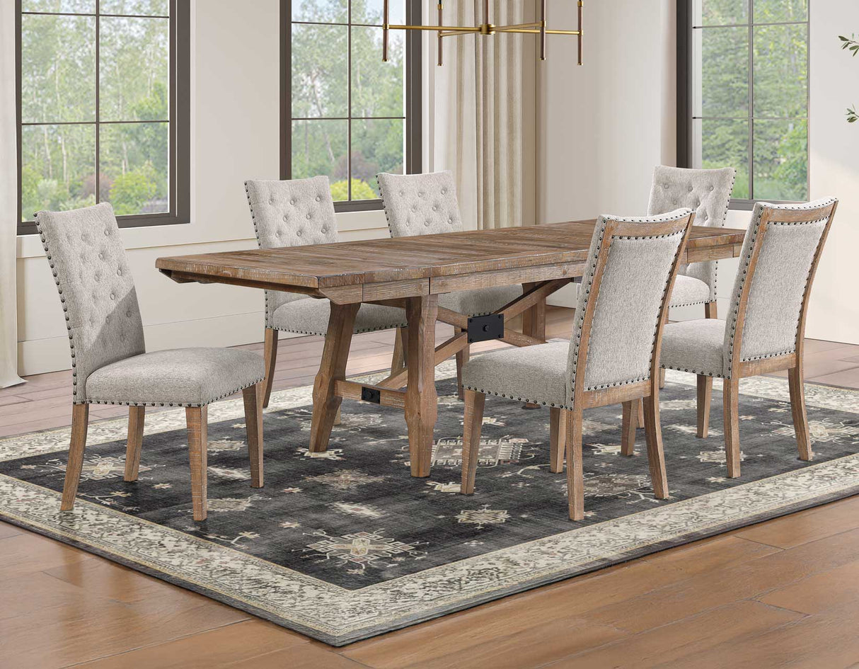Riverdale Oatmeal/Driftwood Trestle Dining Room Set by Steve Silver at Eve Furniture