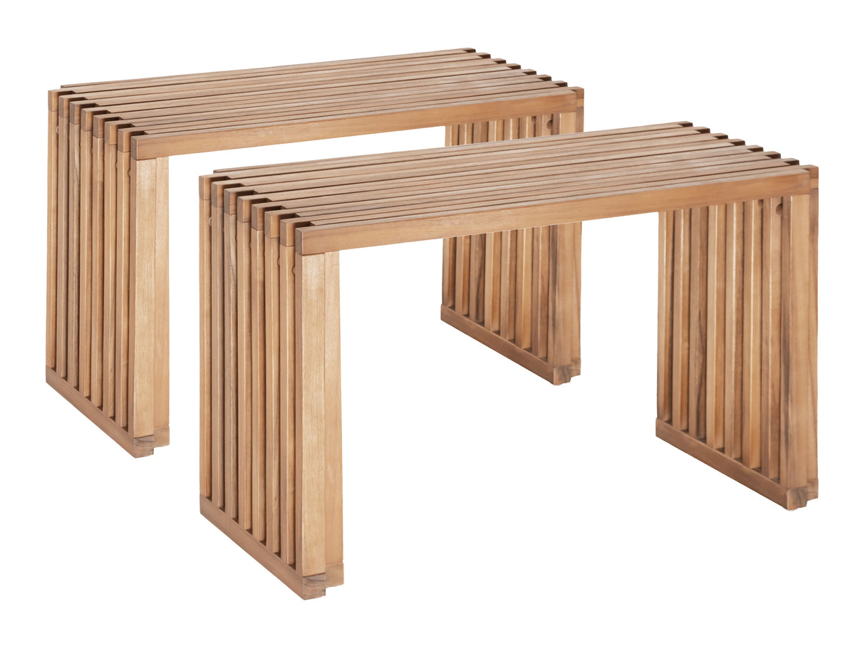 Riviera Natural Outdoor Extendable Bench (Set of 2) by Zuomod at Eve Furniture
