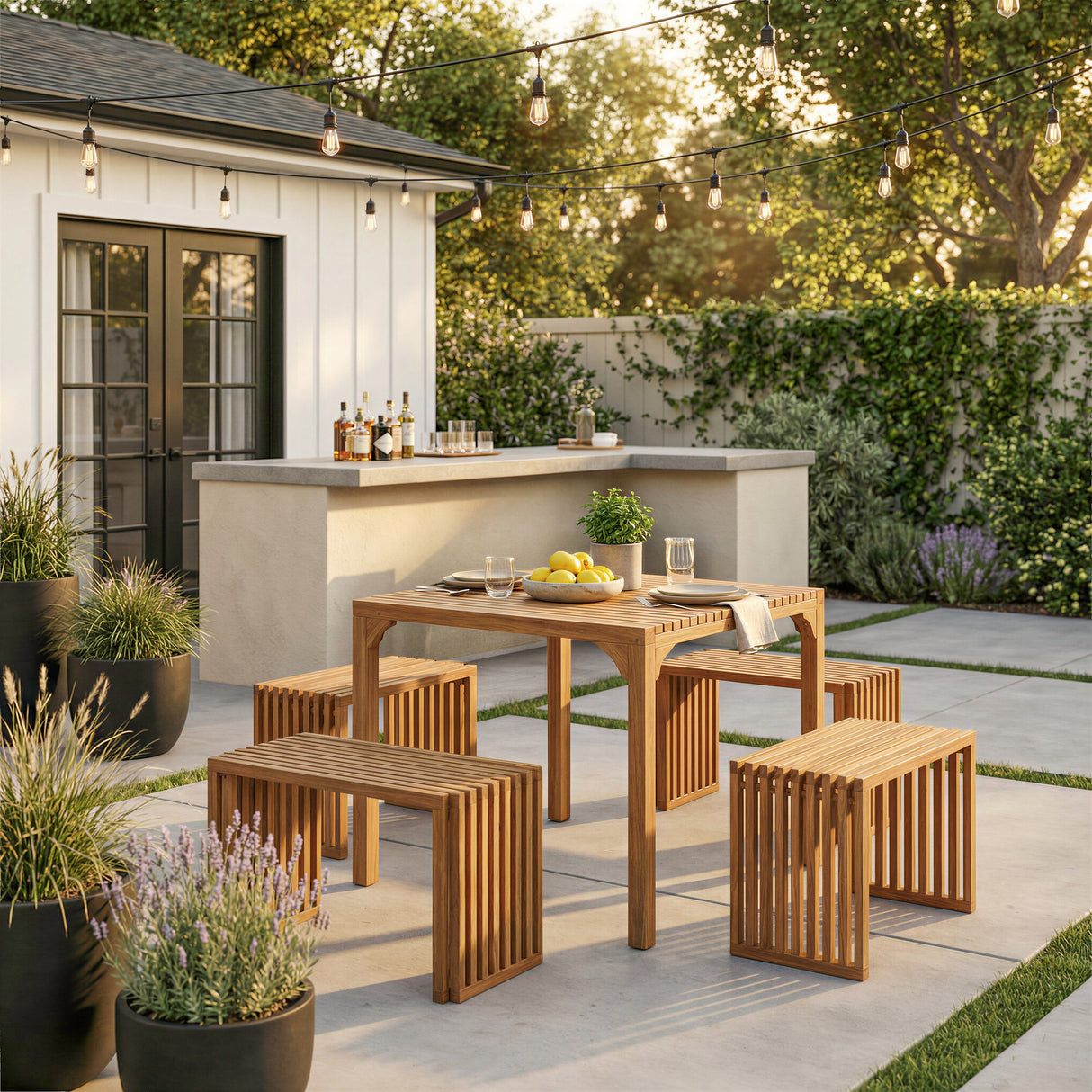 Riviera Natural Outdoor Extendable Dining Table by Zuomod at Eve Furniture