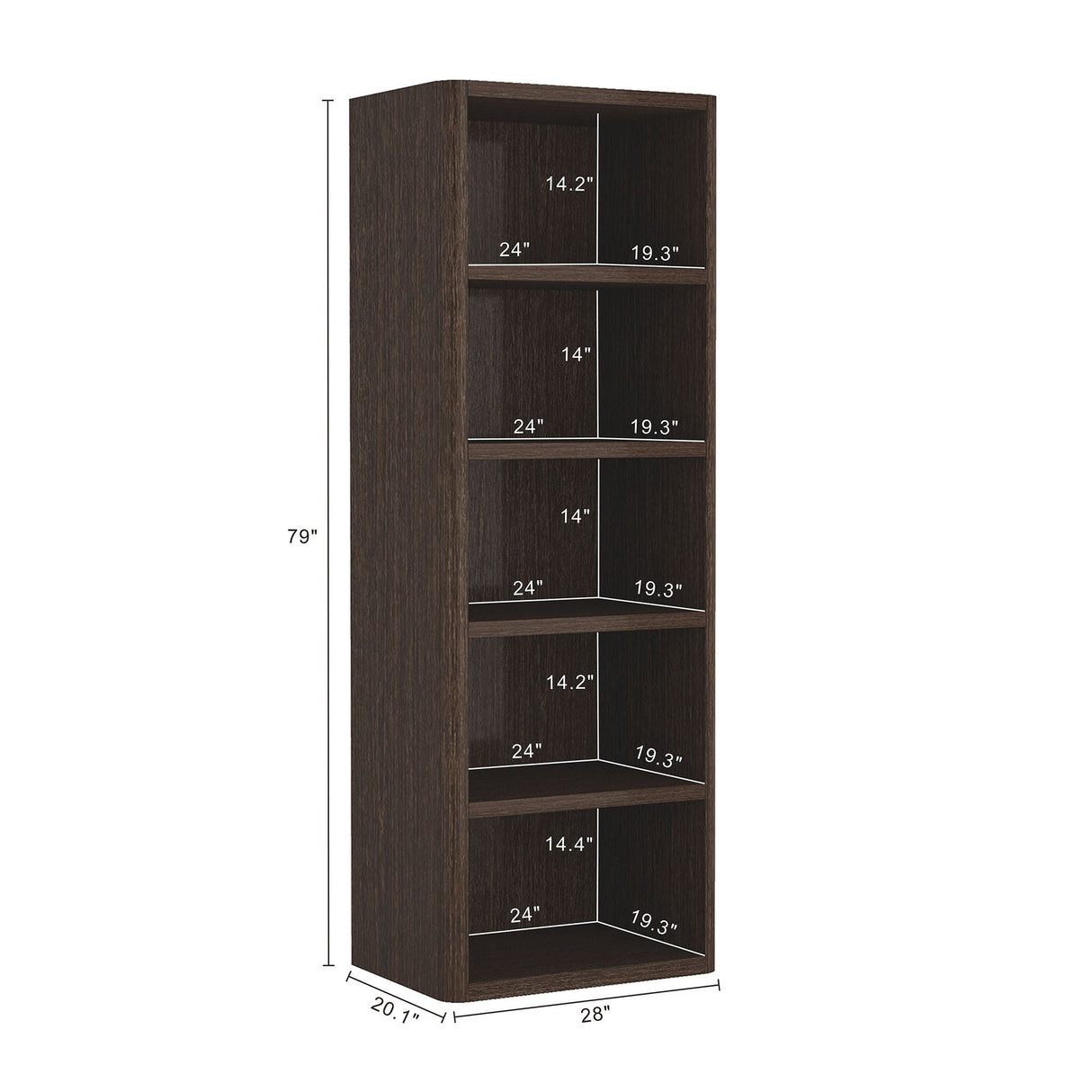 Rivington Dark Walnut 28" Open Bookcase by Manhattan Comfort at Eve Furniture