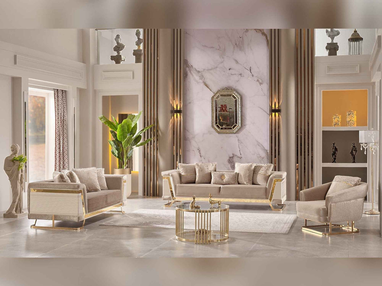 Rixos 3-pieces (Sofa & Loveseat & Chair) Livingroom Set in Beige