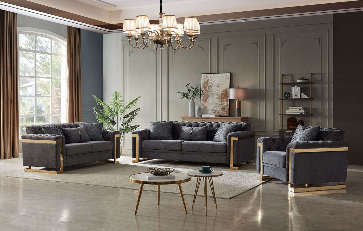 Riya Dark Gray Living Room Set by Cosmos Furniture at Eve Furniture