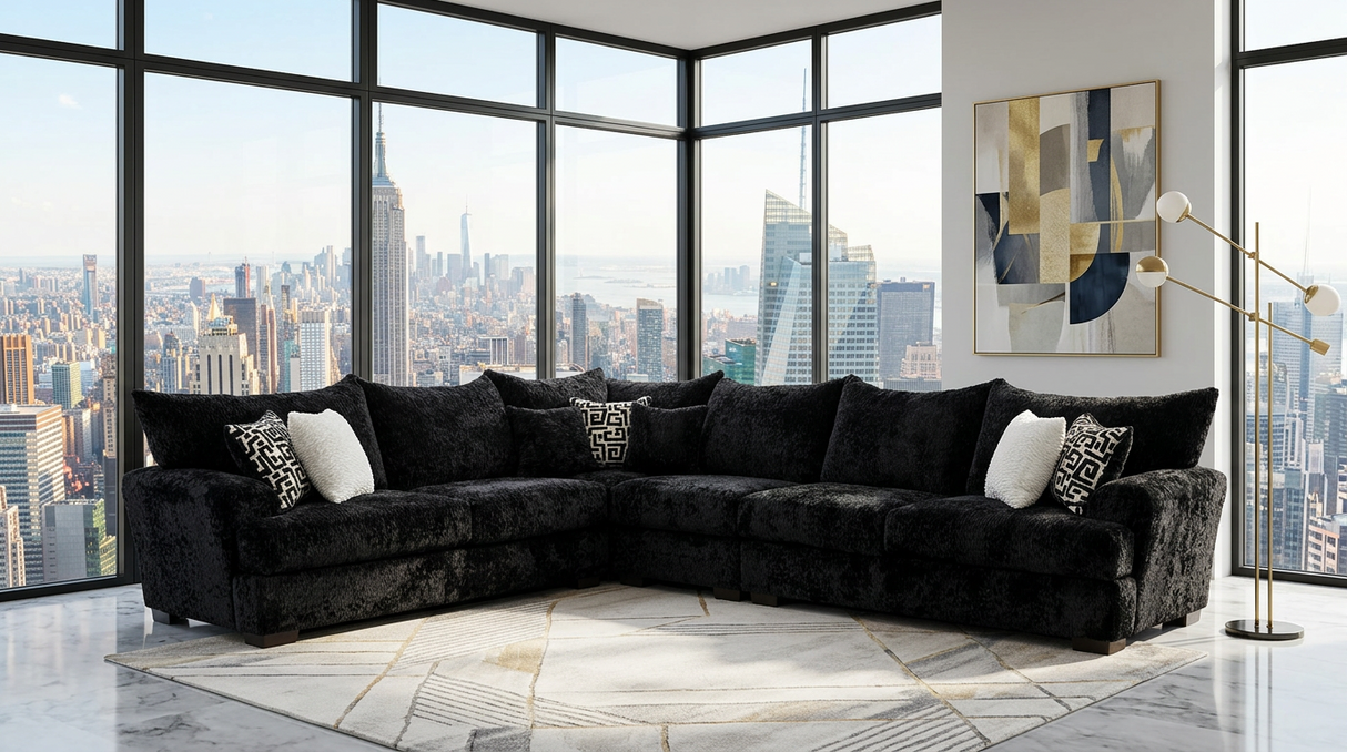 Rizz Black Sectional by New Era Innovations at Eve Furniture