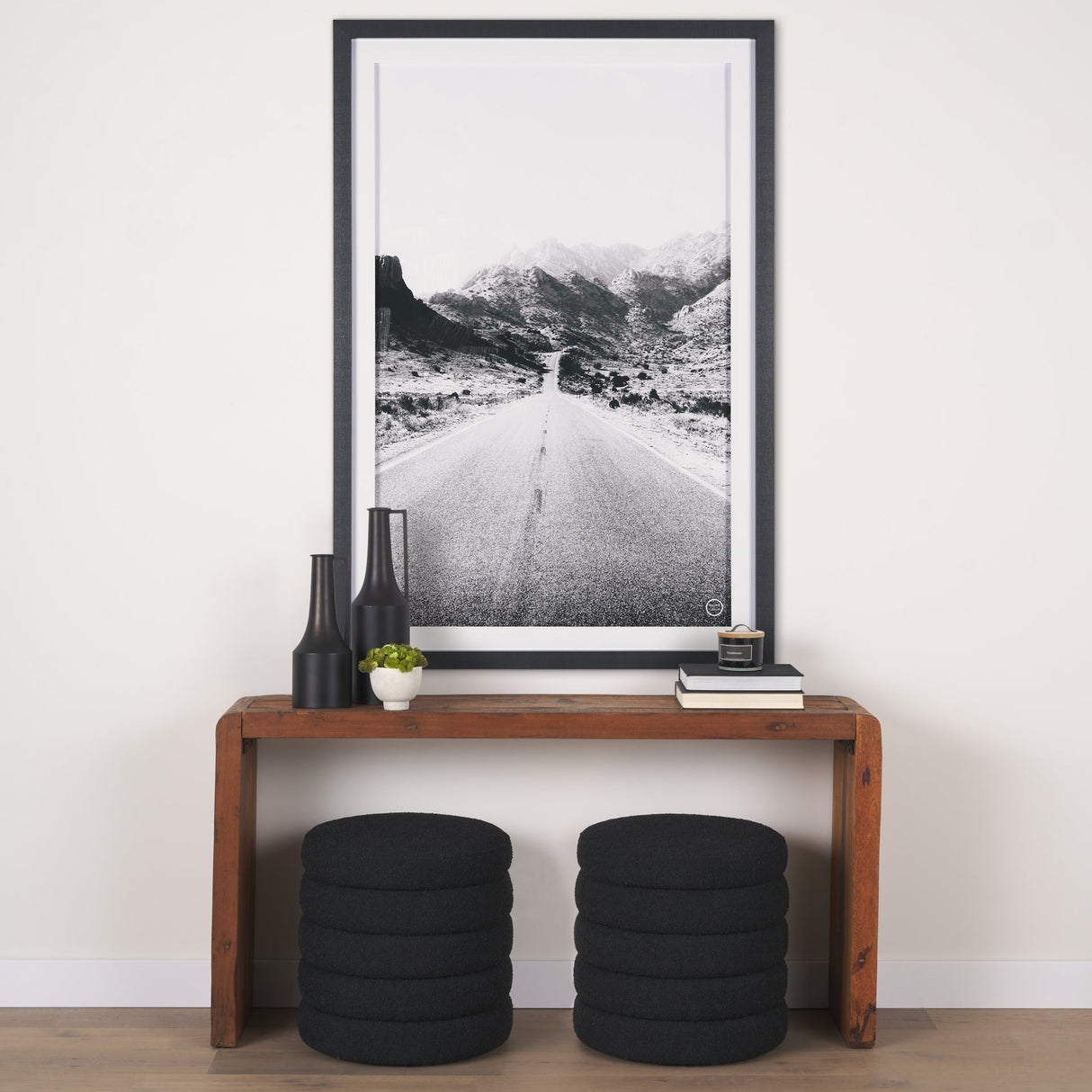 Road to Old West BW by Nathan Larson a Hand Embellished Framed Photo Art Print Matted under Glass by Mercana at Eve Furniture
