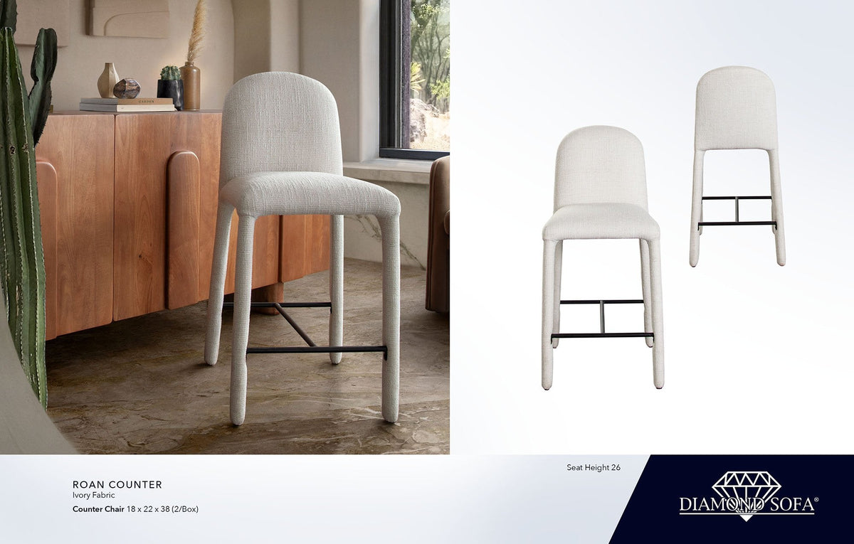 Roan Ivory Fabric Counter Chair by Diamond Sofa at Eve Furniture