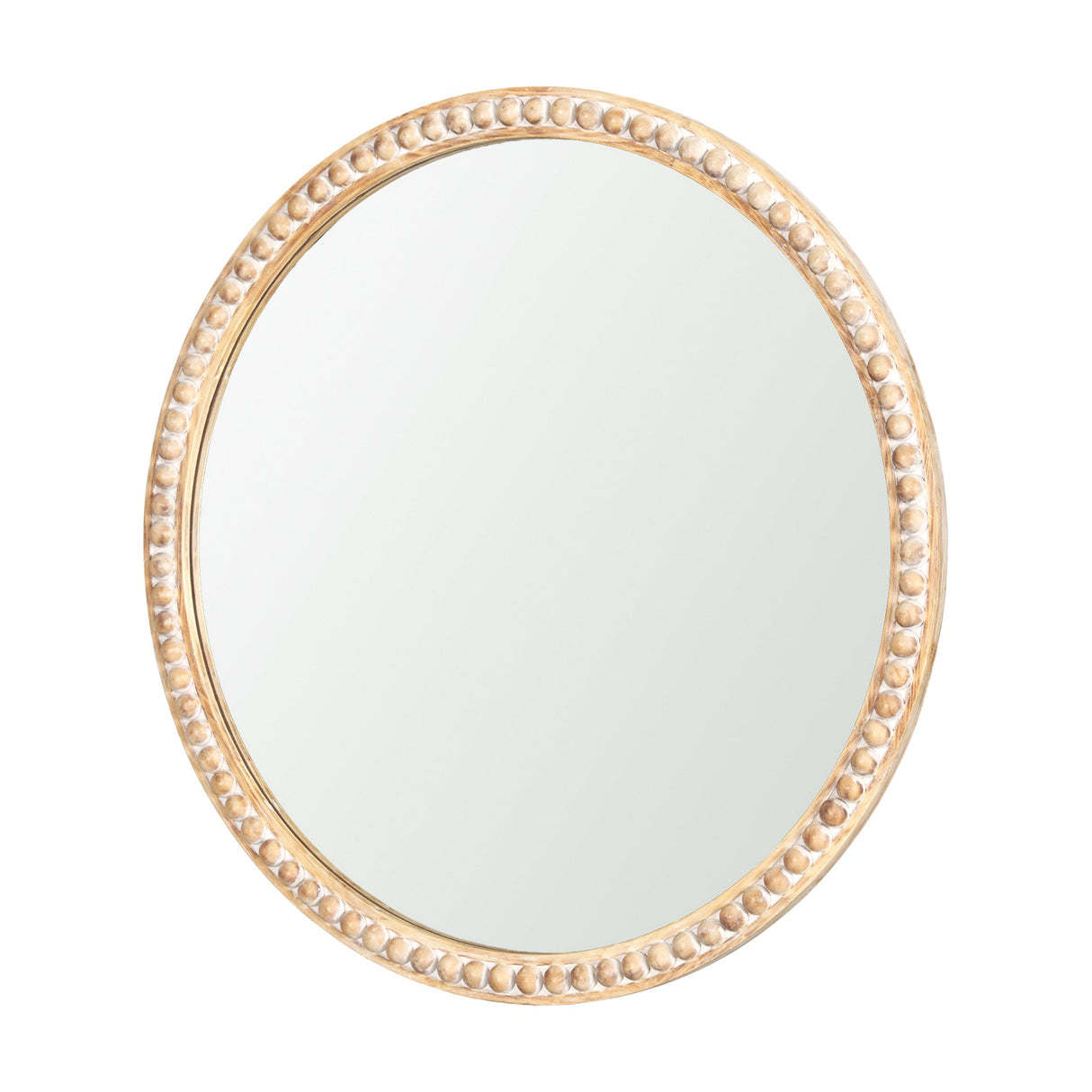 Roan Light Brown Wood Beaded Wall Mirror by Mercana at Eve Furniture