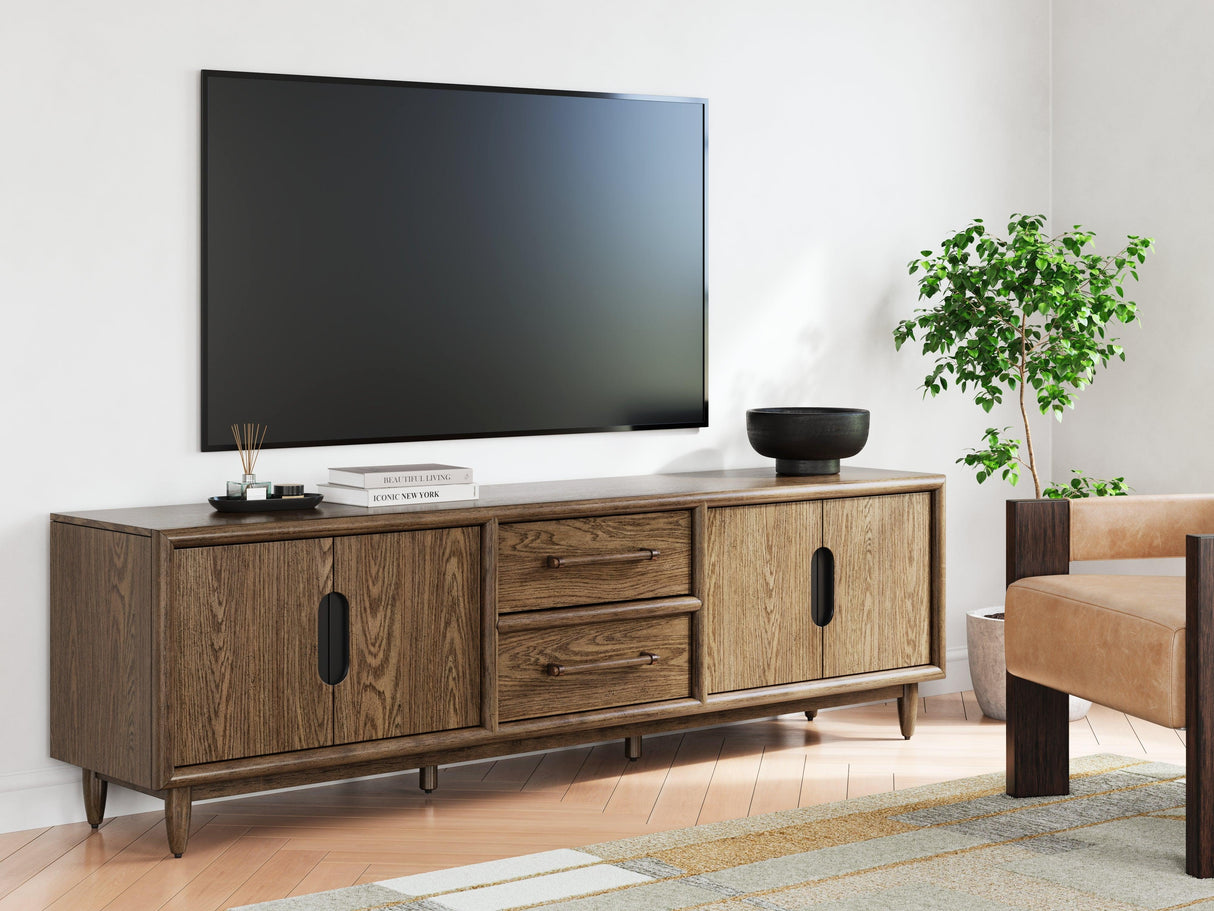 Roanhowe Brown 85" TV Stand by Ashley at Eve Furniture