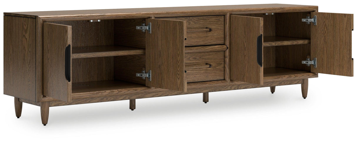 Roanhowe Brown 85" TV Stand by Ashley at Eve Furniture