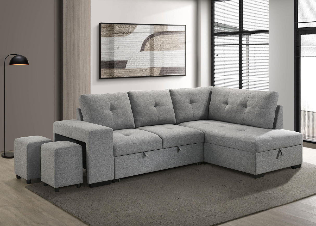 Roanne Grey Fabric Upholstered Sleeper Sectional Sofa by Coaster at Eve Furniture