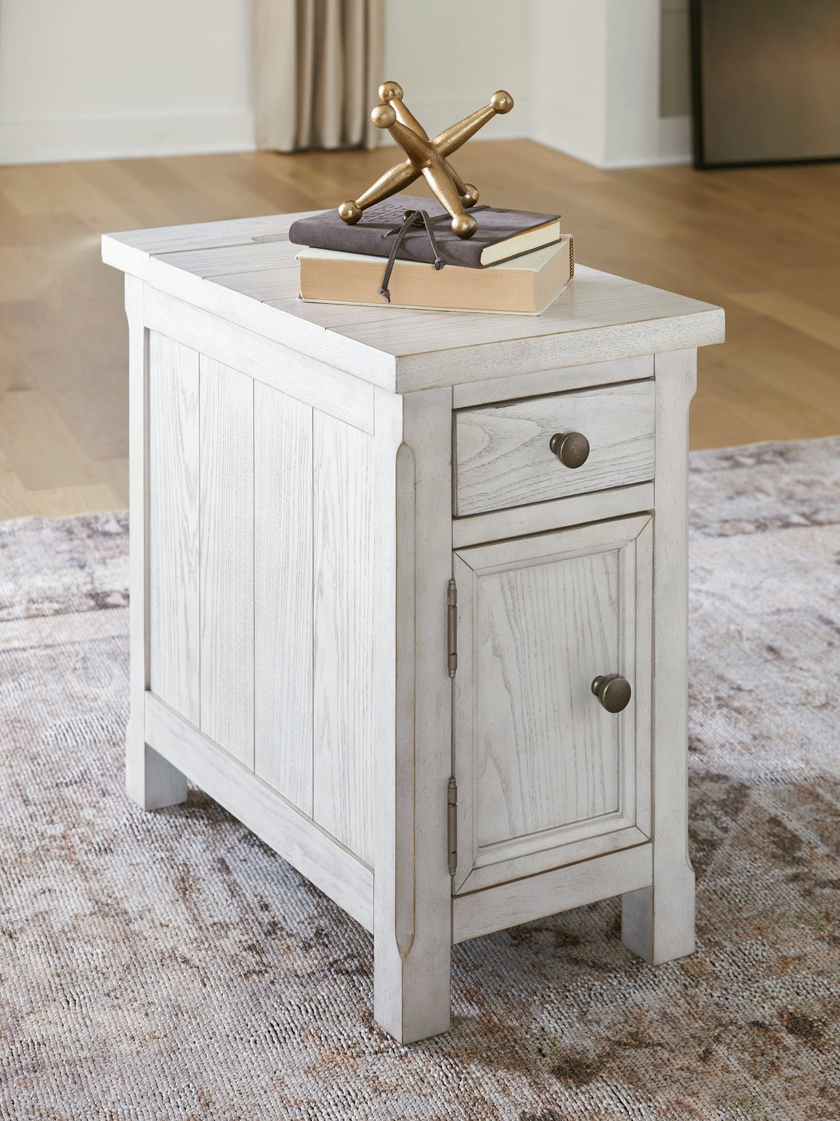 Robbinsdale Antique White Chairside End Table by ASHLEY FURNITURE at Eve Furniture