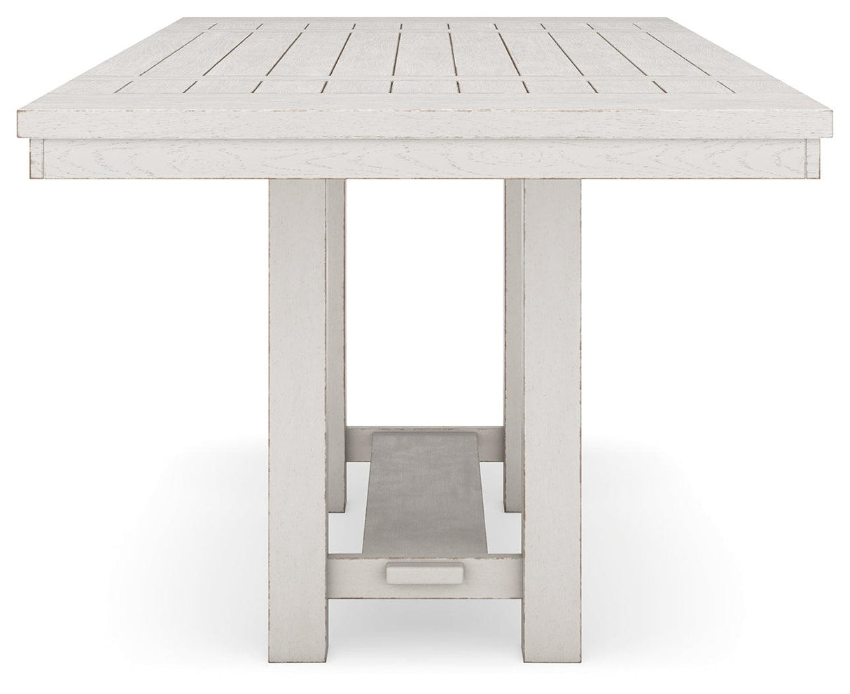 Robbinsdale Antique White Counter Height Dining Table and 8 Barstools by Ashley at Eve Furniture