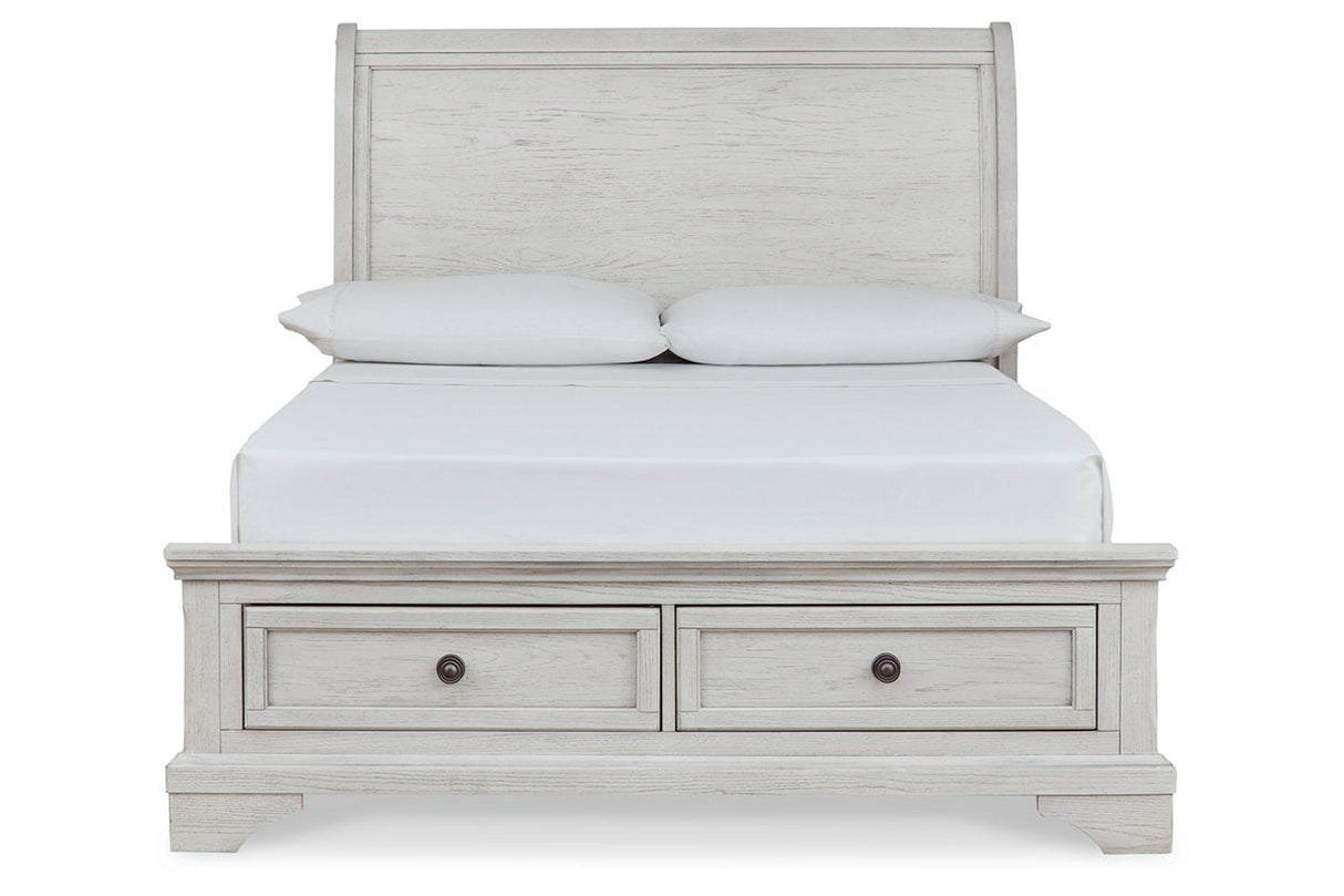 Robbinsdale Antique White Full Sleigh Storage Platform Bed by Ashley at Eve Furniture
