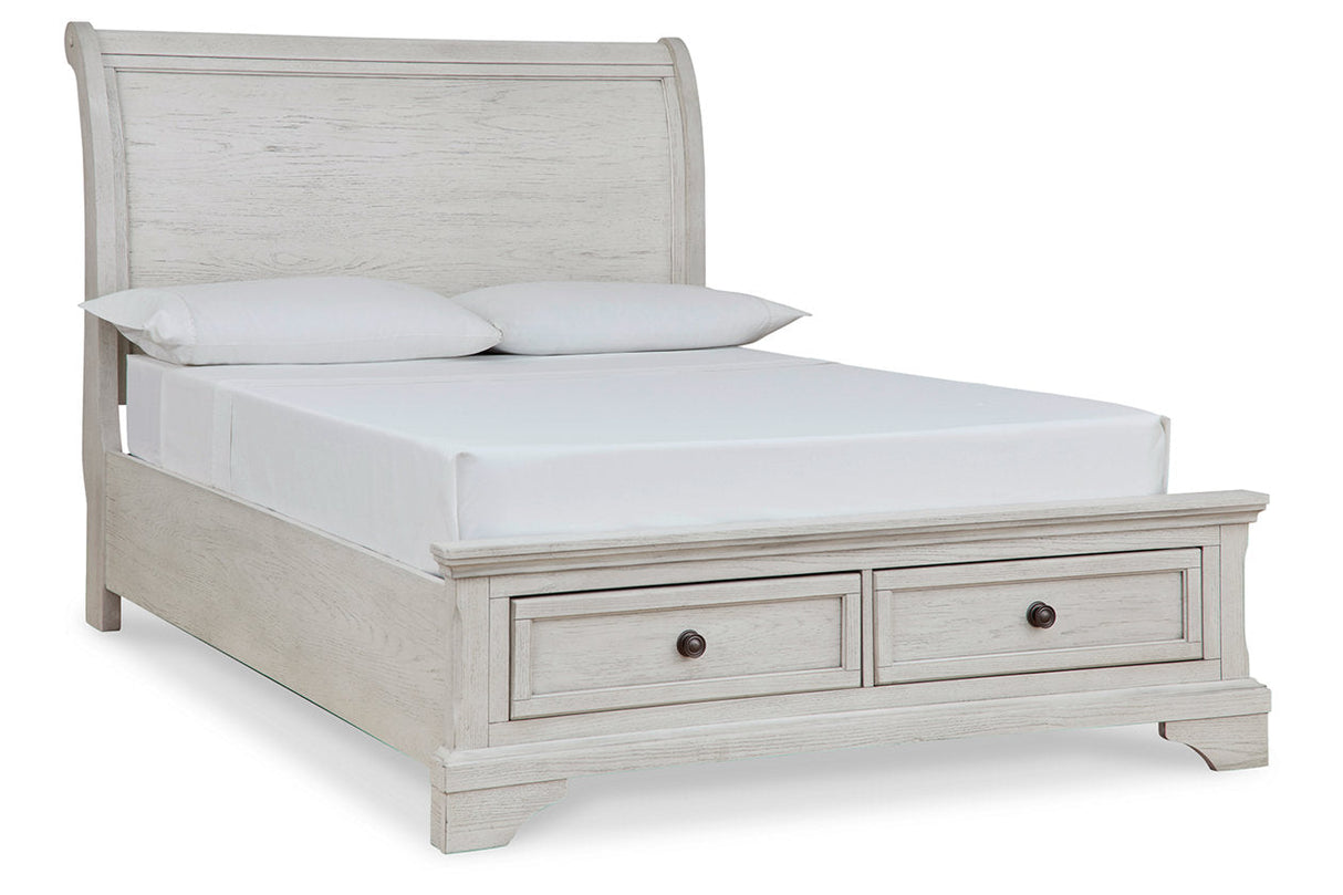 Robbinsdale Antique White Full Sleigh Storage Platform Bed by Ashley at Eve Furniture