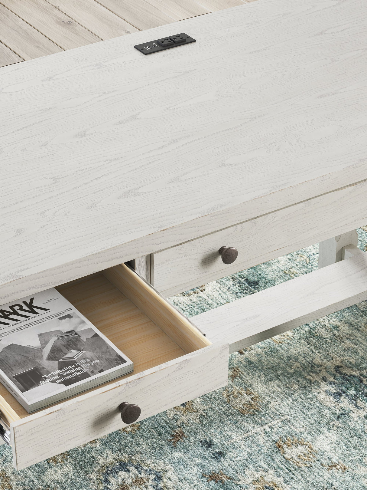 Robbinsdale Antique White Home Office Desk by Ashley at Eve Furniture