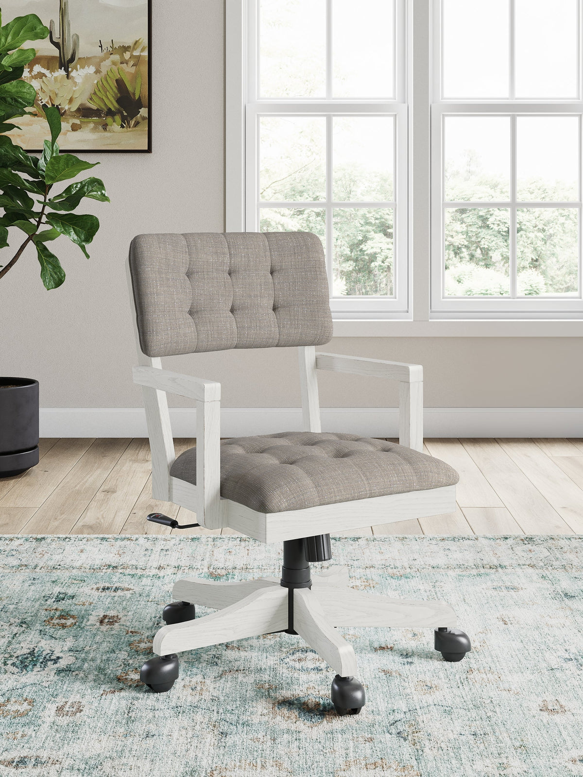 Robbinsdale Antique White Home Office Desk Chair by Ashley at Eve Furniture