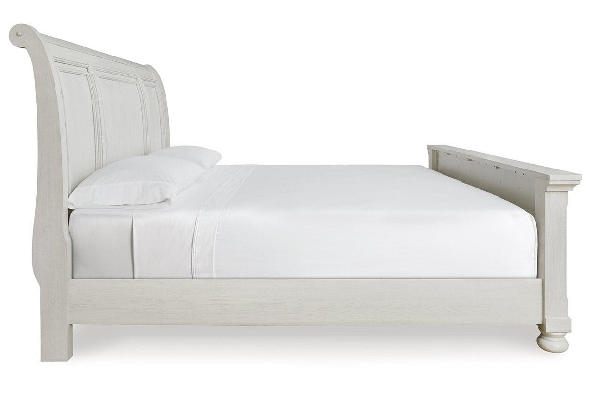 Robbinsdale Antique White King Sleigh Bed by Ashley at Eve Furniture