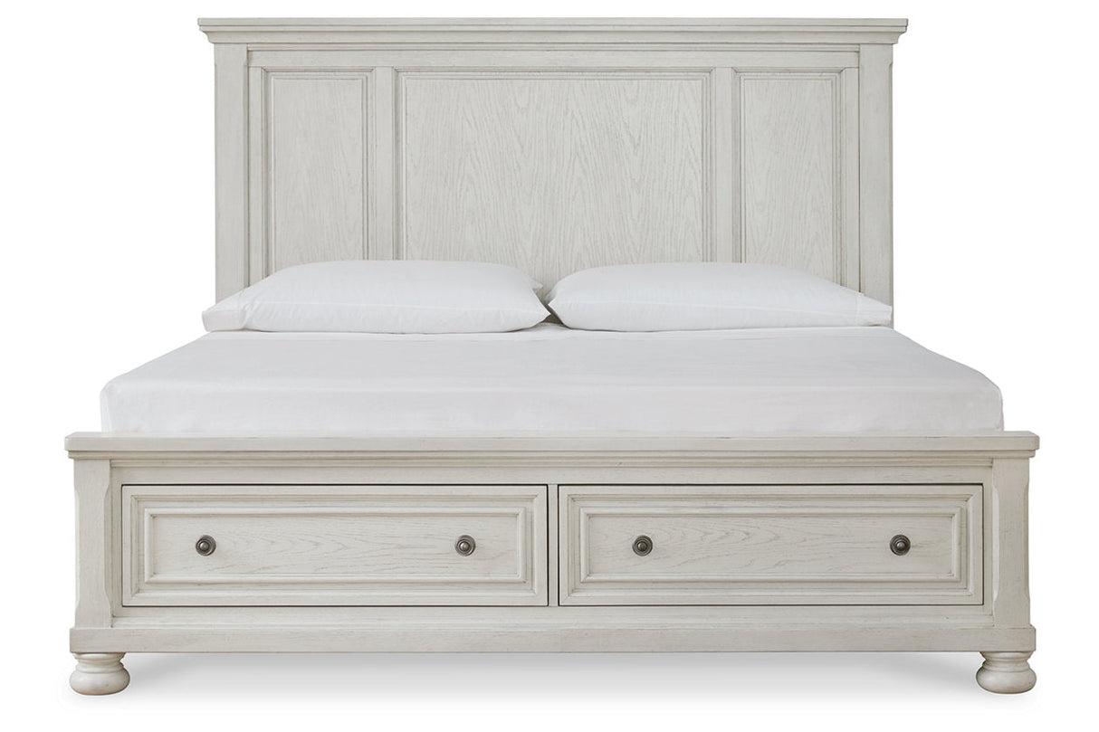 Robbinsdale Antique White King Storage Platform Bed by Ashley at Eve Furniture