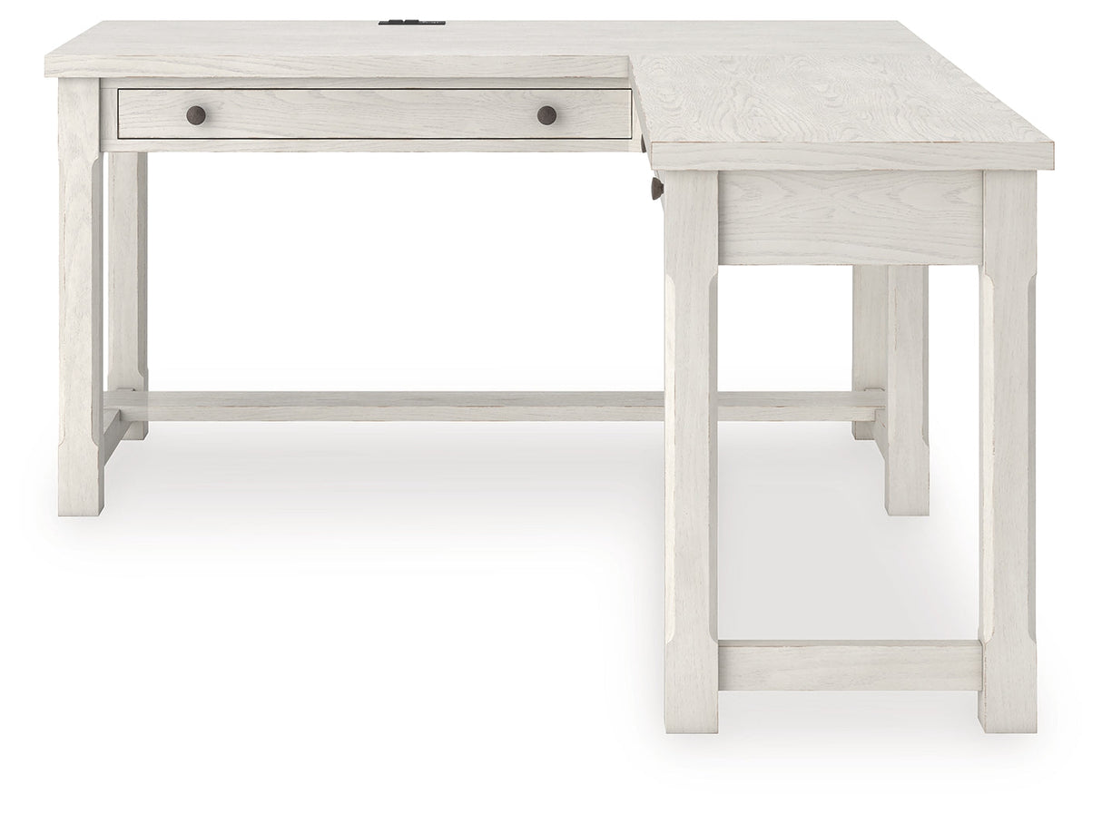 Robbinsdale Antique White L-Shaped Home Office Desk by Ashley at Eve Furniture