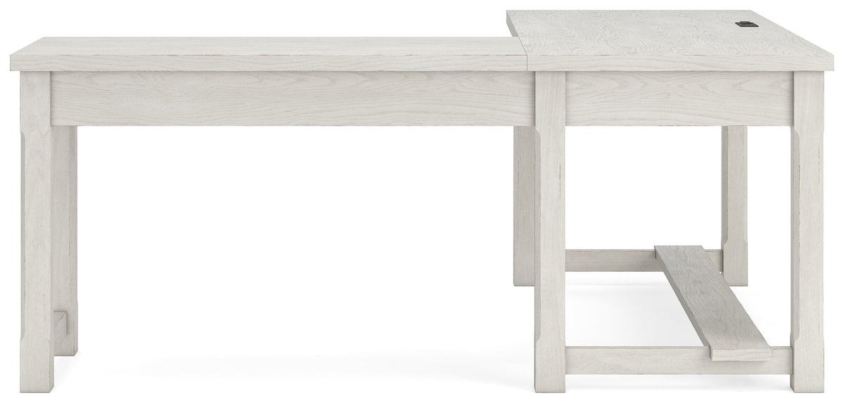 Robbinsdale Antique White L-Shaped Home Office Desk by Ashley at Eve Furniture