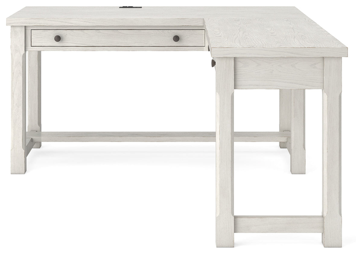 Robbinsdale Antique White L-Shaped Home Office Desk by Ashley at Eve Furniture