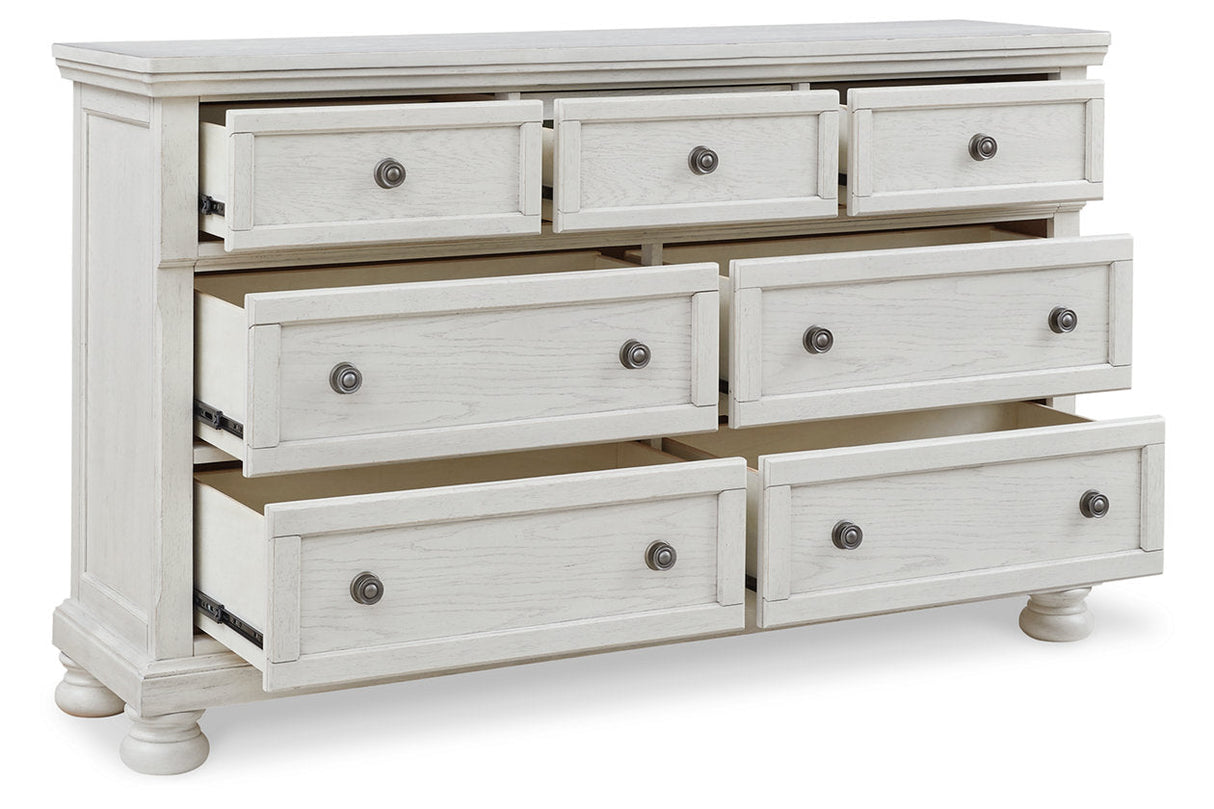 Robbinsdale Antique White Sleigh Storage Platform Bedroom Set by Ashley at Eve Furniture