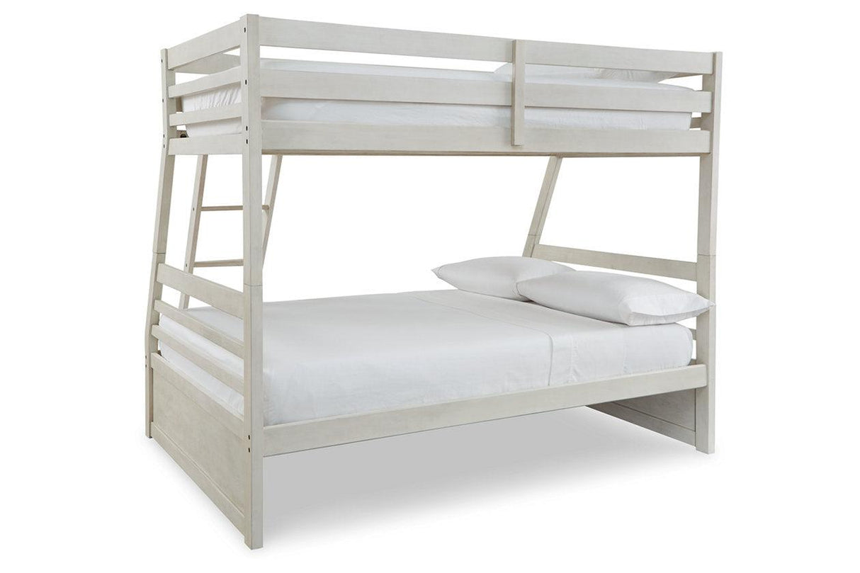 Robbinsdale Antique White Twin over Full Bunk Bed with Storage by Ashley at Eve Furniture