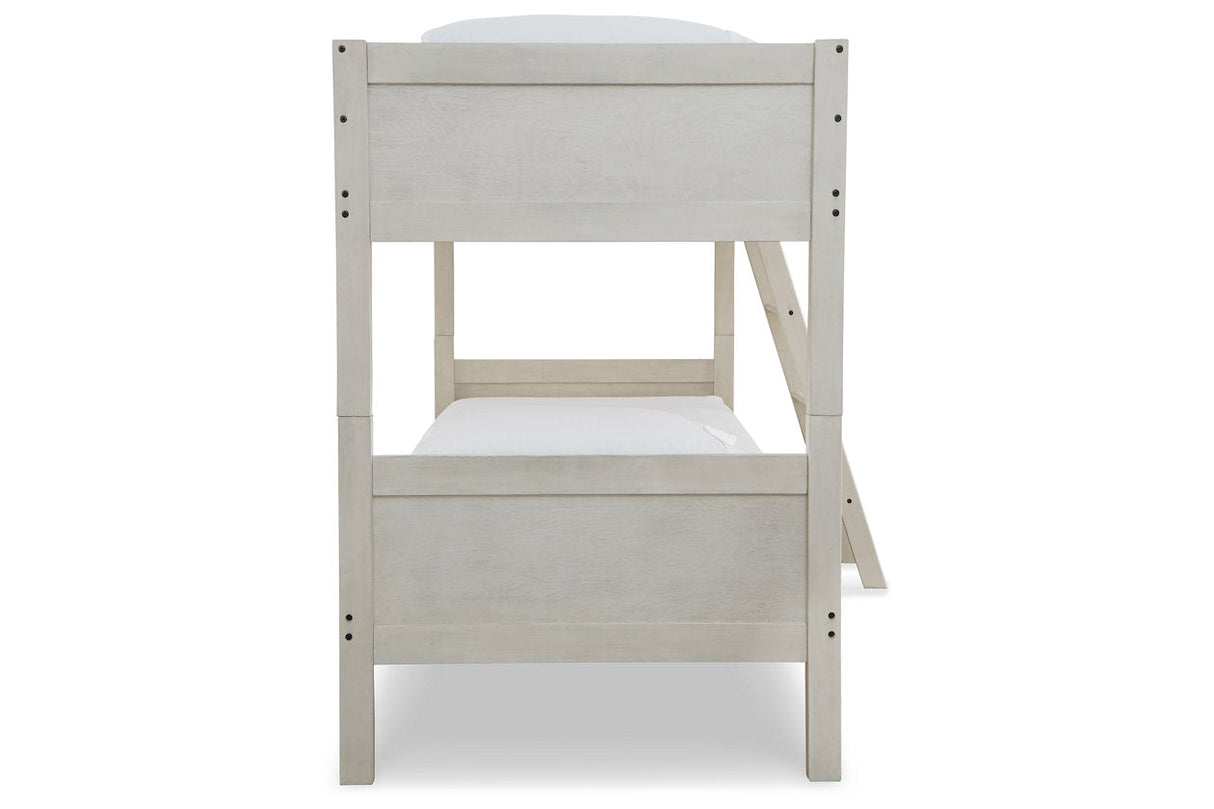 Robbinsdale Antique White Twin/Twin Bunk Bed with Ladder by ASHLEY FURNITURE at Eve Furniture