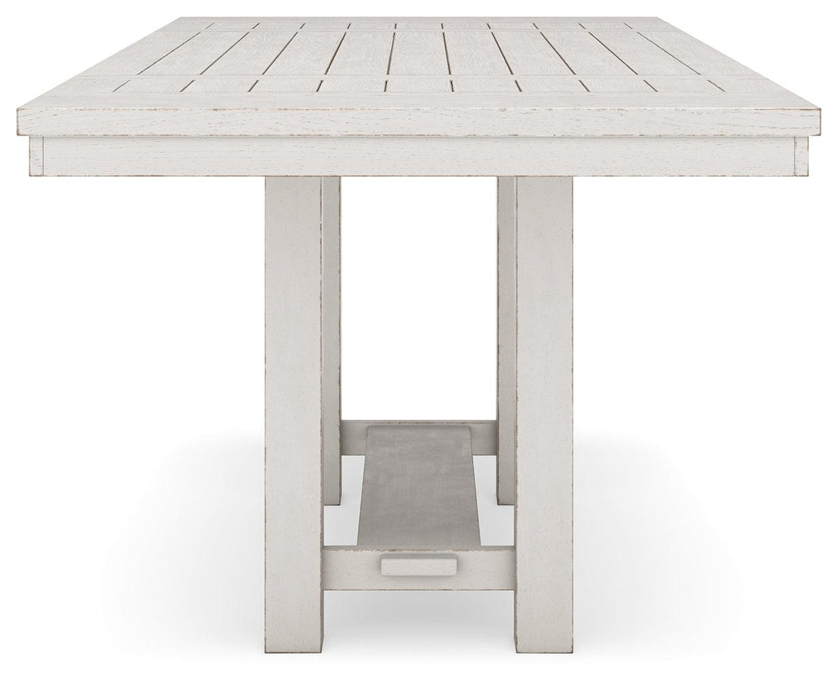 Robbinsdale Counter Height Dining Table and 2 Barstools and Bench in Antique White by Ashley at Eve Furniture