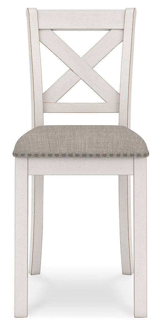 Robbinsdale Counter Height Dining Table and 2 Barstools and Bench in Antique White by Ashley at Eve Furniture
