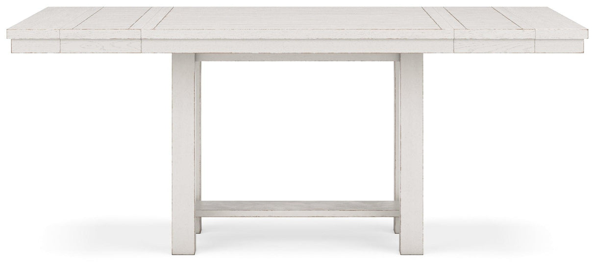 Robbinsdale Counter Height Dining Table and 6 Barstools in Antique White by Ashley at Eve Furniture