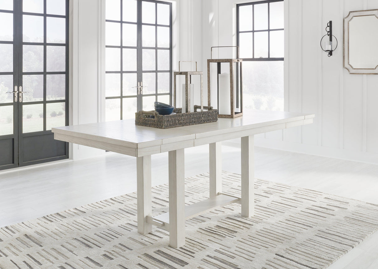 Robbinsdale Counter Height Dining Table and 6 Barstools in Antique White by Ashley at Eve Furniture