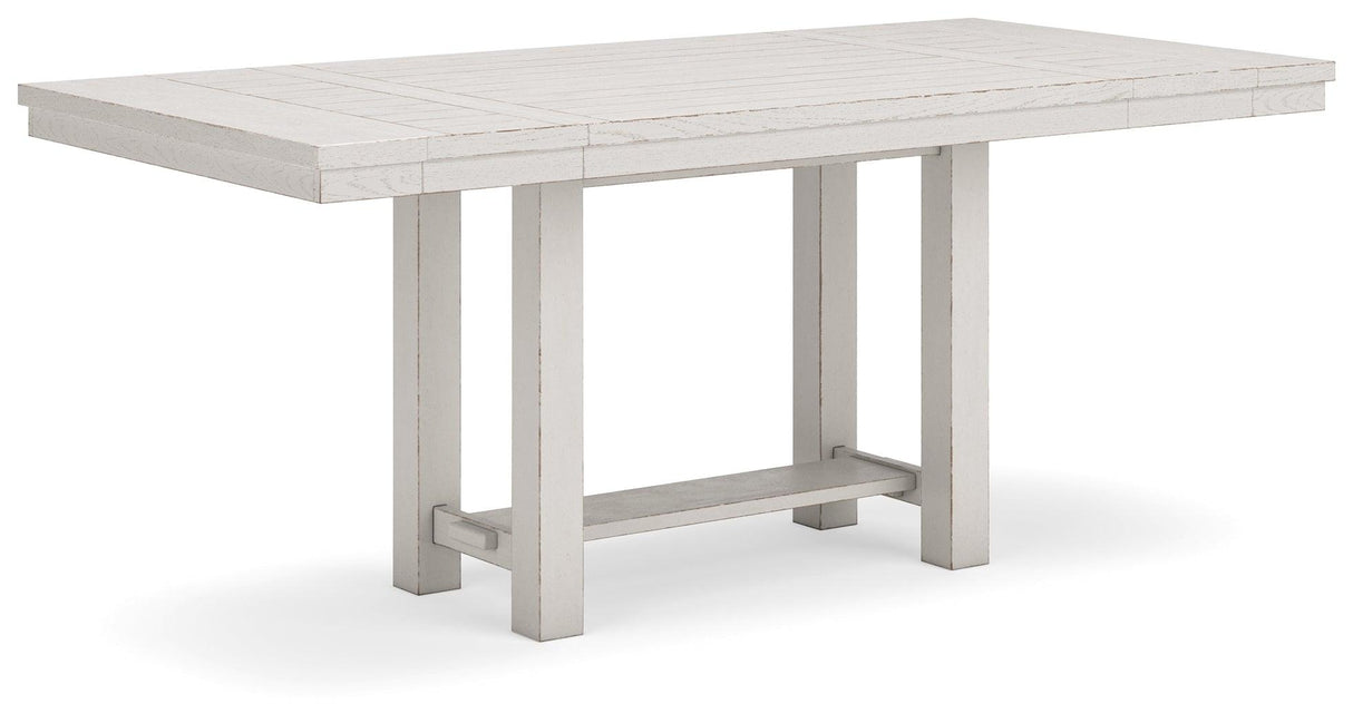 Robbinsdale Counter Height Dining Table and 6 Barstools in Antique White by Ashley at Eve Furniture