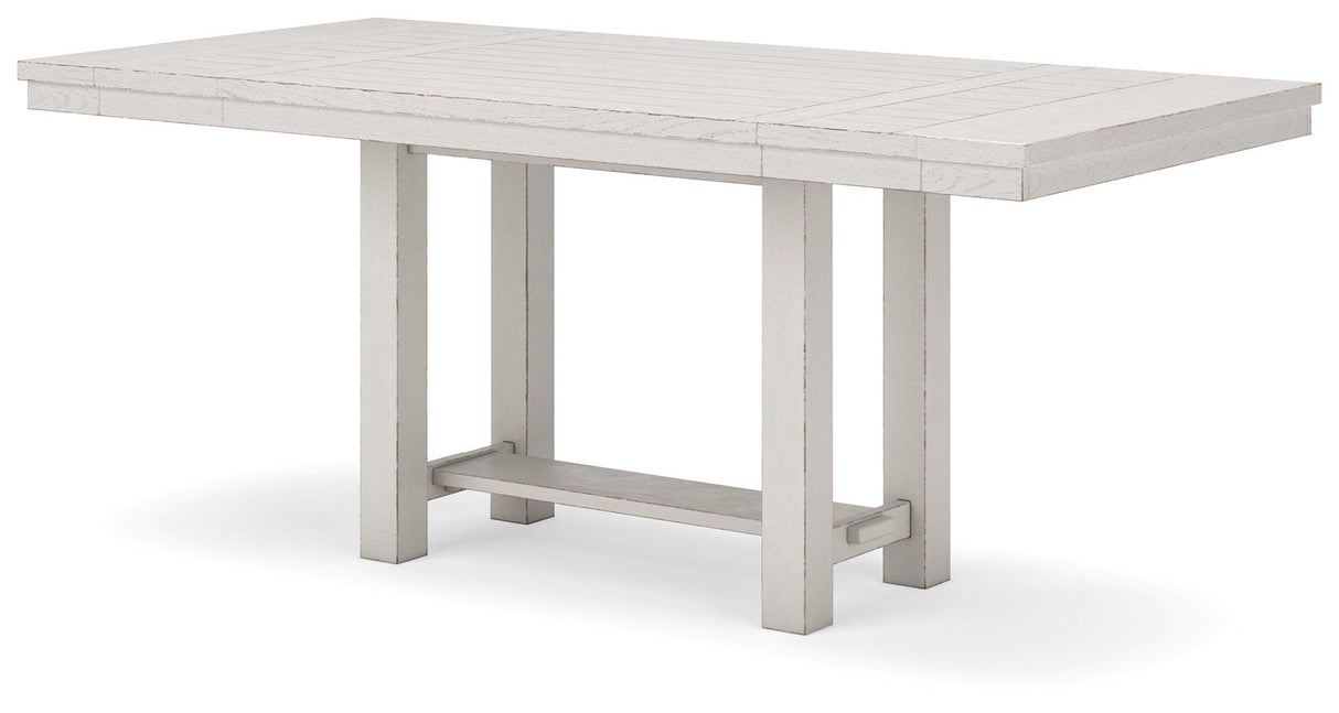 Robbinsdale Counter Height Dining Table and 6 Barstools in Antique White by Ashley at Eve Furniture