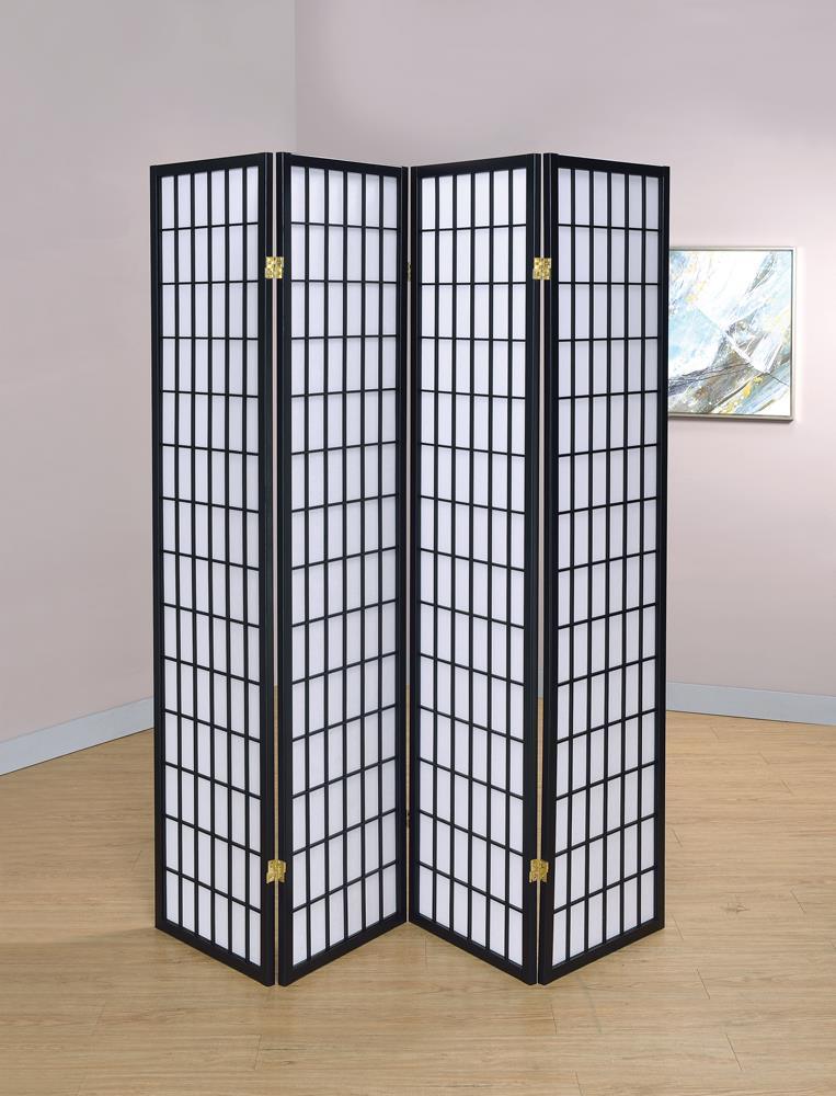 Roberto Black/White 4-Panel Folding Screen by Coaster at Eve Furniture